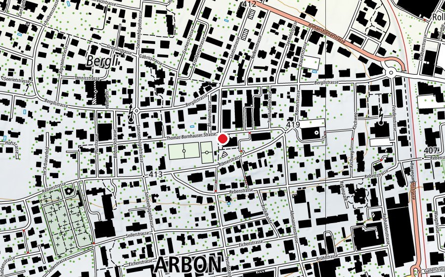 Carte indiquant l’emplacement de Berglischule (École)