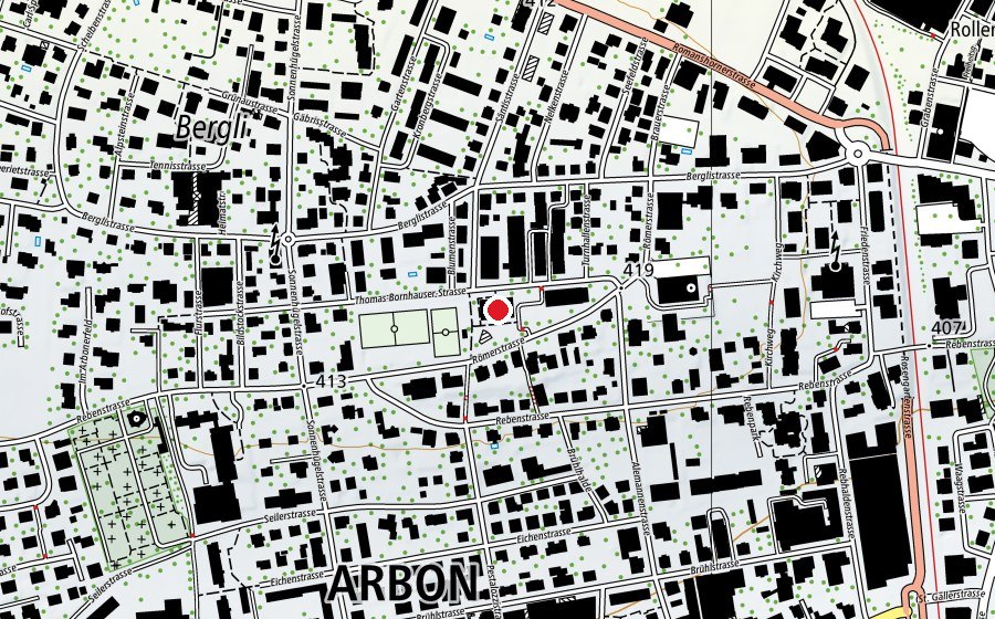 Mappa con la posizione di Berglischulhaus (Scuola)