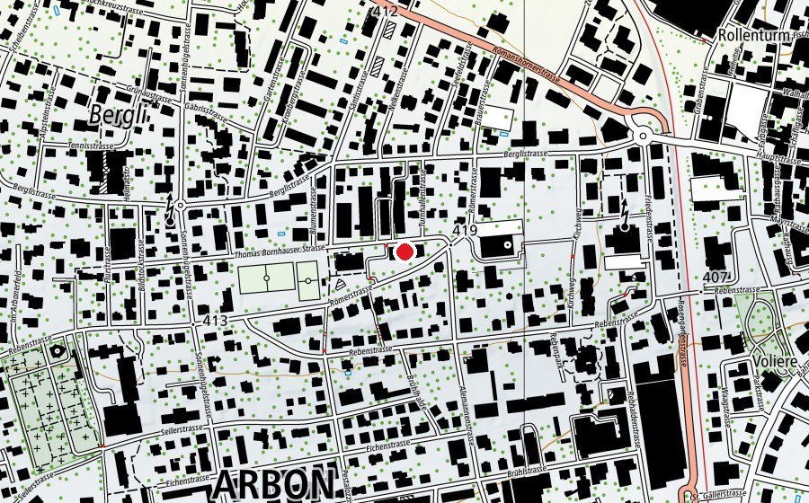 Carte indiquant l’emplacement de Bergliturnhalle (École)