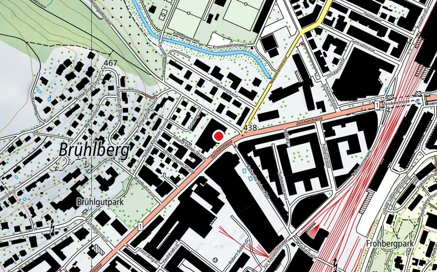 Map showing the location of Berufsbildungsschule Winterthur (School)