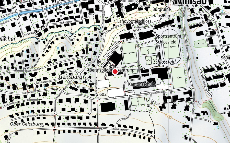 Map showing the location of Berufsbildungszentrum Willisau BBZW (School)