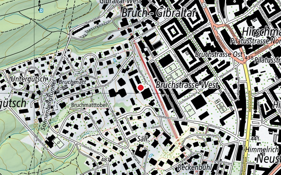 Karte mit dem Standort von Berufsbildungzentrum Bau und Gewerbe (Schule)
