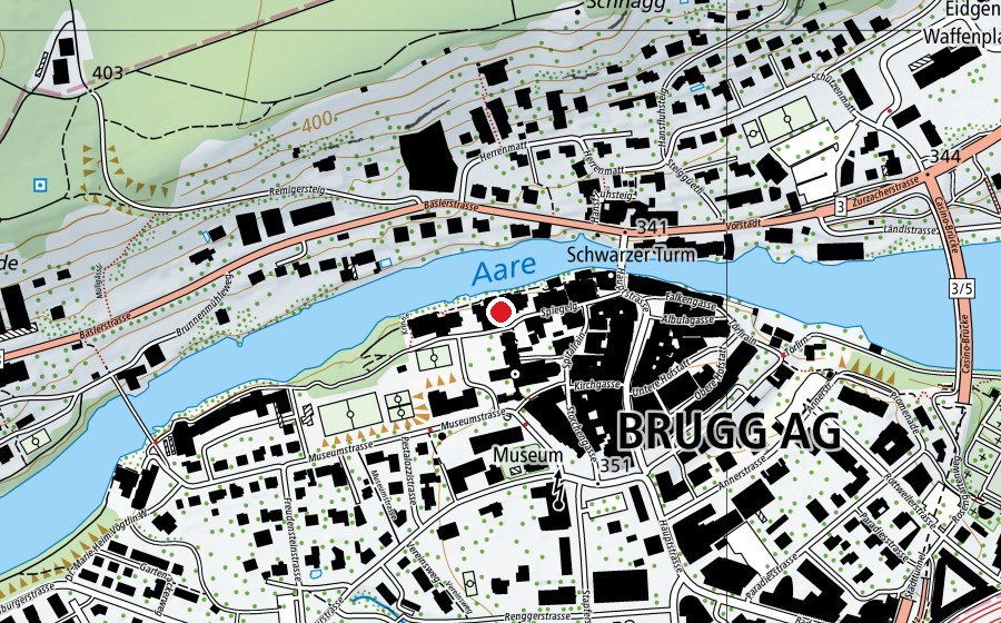 Map showing the location of Bezirksschule Hallwyler (School)