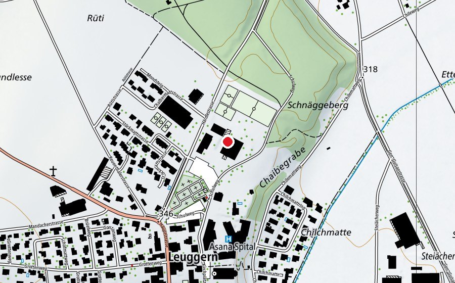 Karte mit dem Standort von Bezirksschule (Schule)