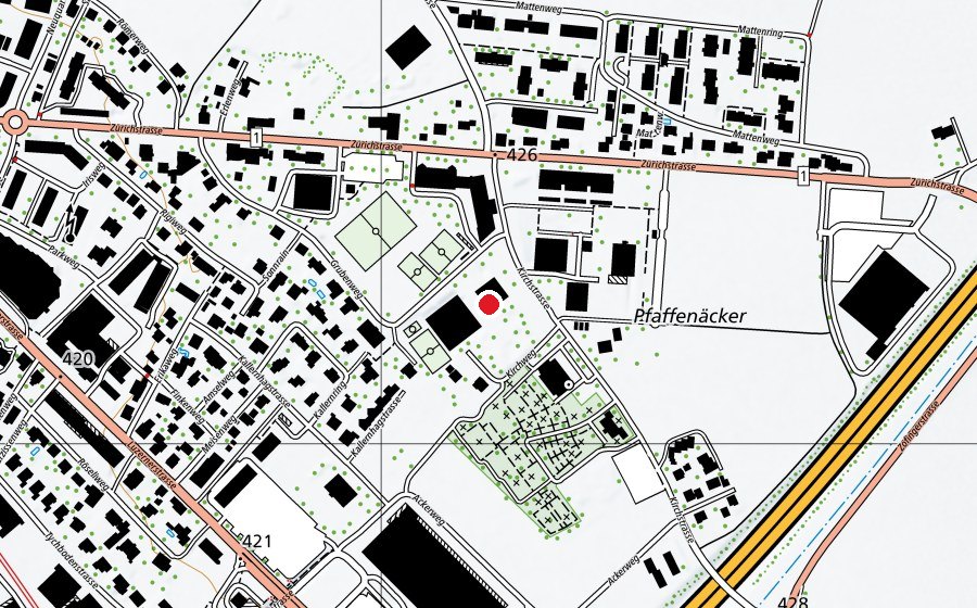 Carte indiquant l’emplacement de Bezirksschule Oftringen (École)
