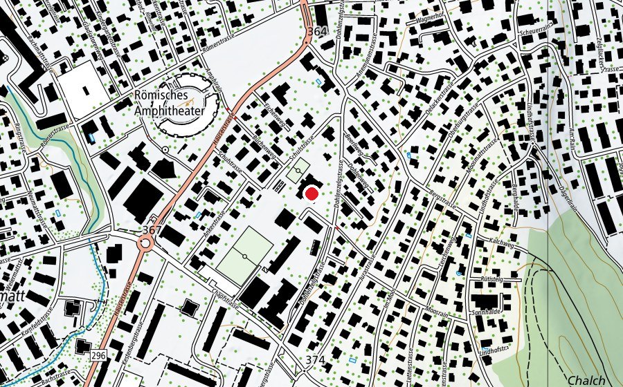 Map showing the location of Bezirksschule Windisch (School)