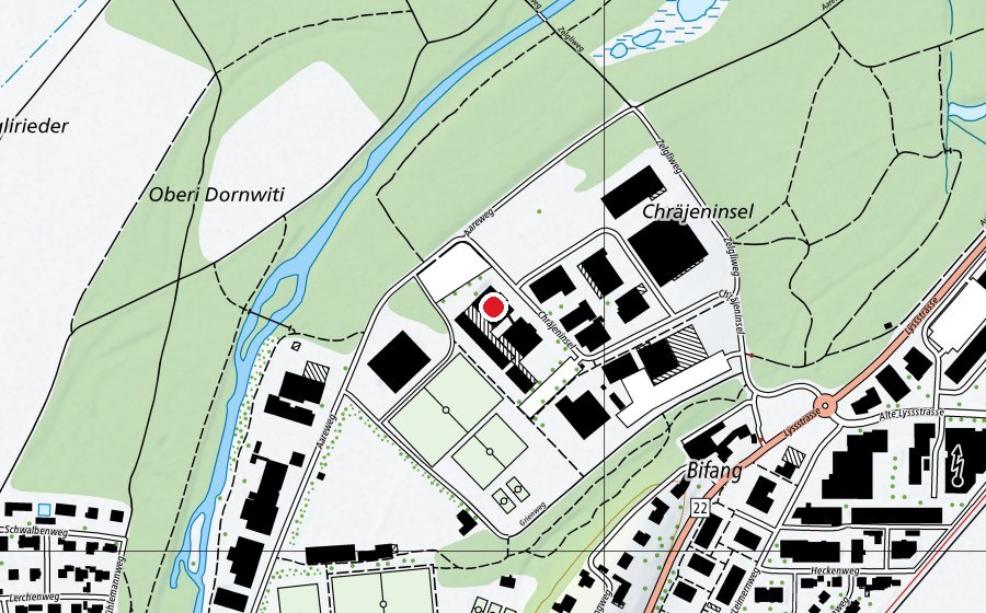 Map showing the location of Bildungszentrum Aarberg (School)
