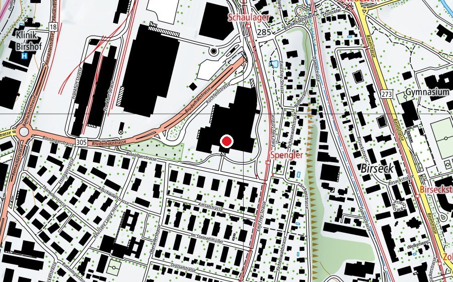 Map showing the location of Bildungszentrum Gesundheit Basel-Stadt (School)