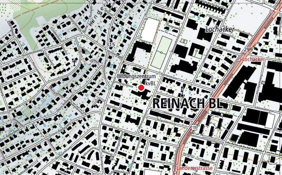 Map showing the location of Bildungszentrum KV BL (School)