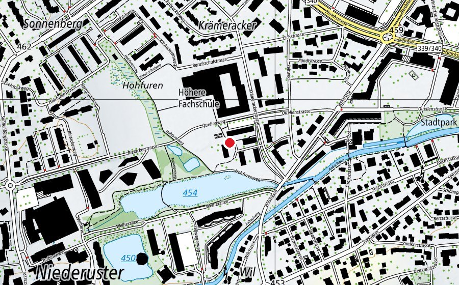 Karte mit dem Standort von Bildungszentrum Uster BZU (Schule)