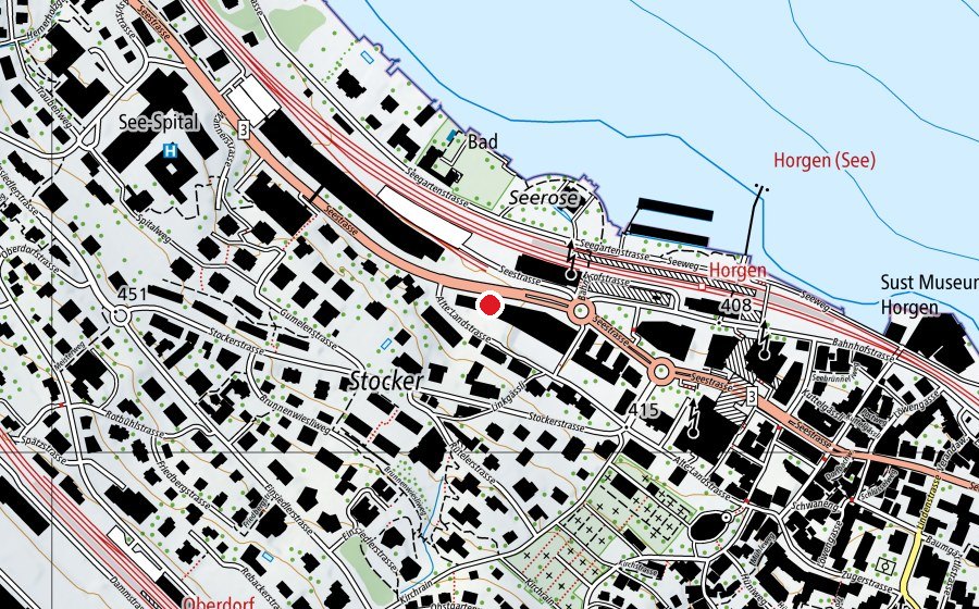 Carte indiquant l’emplacement de Bildungszentrum Zürichsee, Horgen (École)