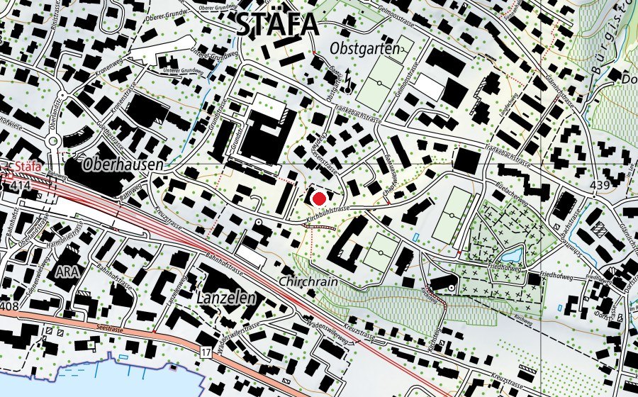 Map showing the location of Bildungszentrum Zürichsee (School)