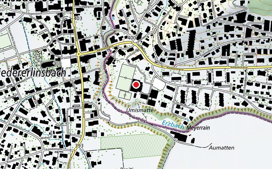 Map showing the location of Bläuen (School)