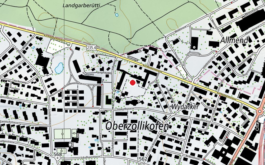 Karte mit dem Standort von Blindenschule Zollikofen (Schule)
