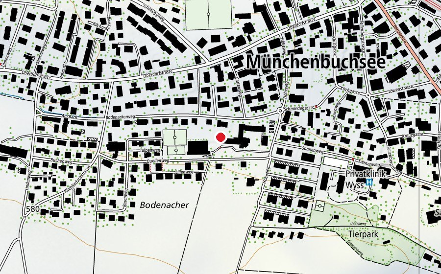 Carte indiquant l’emplacement de Bodenacker Schulhaus (École)