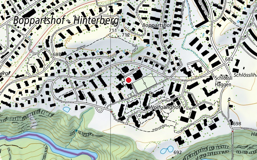 Carte indiquant l’emplacement de Boppartshof (École)