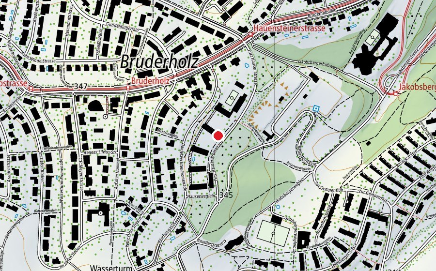 Carte indiquant l’emplacement de Bruderholzschulhaus (École)