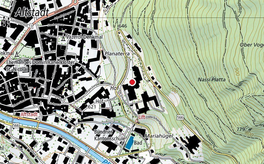 Mappa con la posizione di Bündner Kantonsschule - Kanti Halde (Scuola)