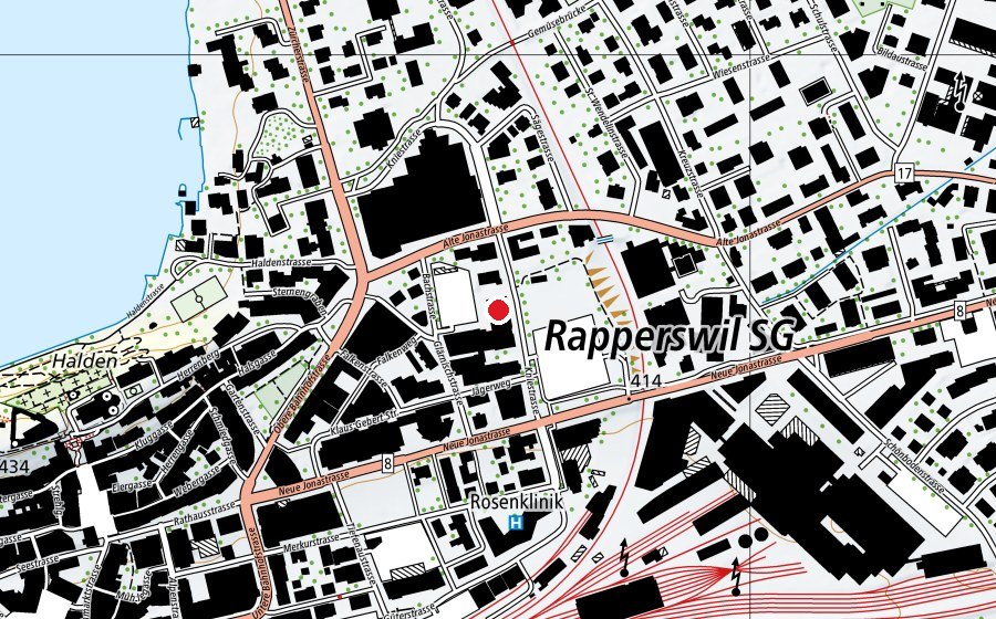 Map showing the location of Bürofach- und Handelsschule H.B.S (School)