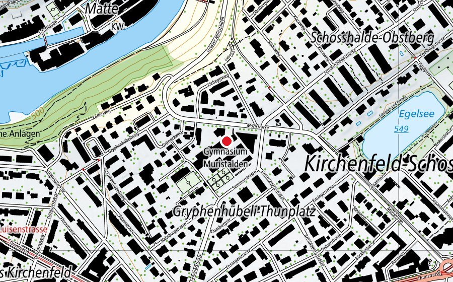 Map showing the location of Campus Muristalden Volksschule und Gymnasium (School)