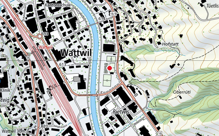 Map showing the location of Campus Wattwil (School)