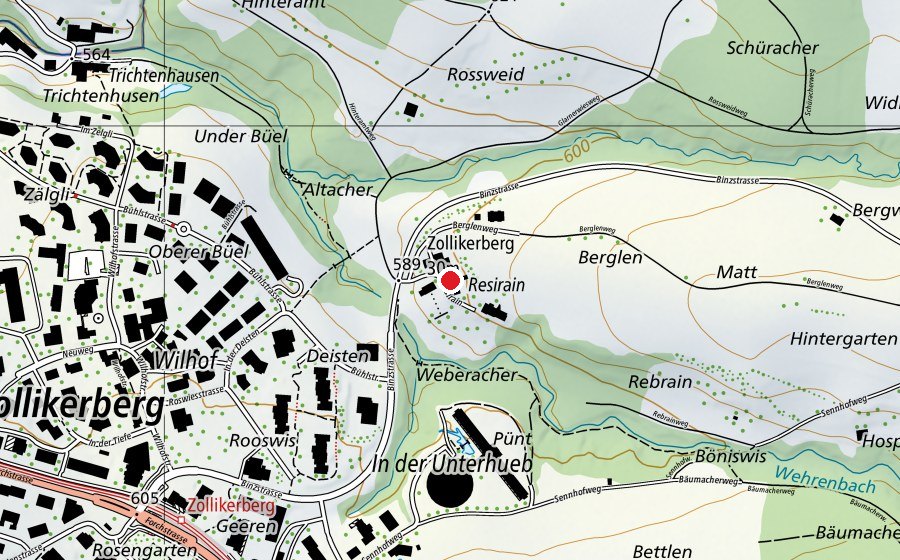 Mappa con la posizione di Campus Zukunft Zollikerberg (Scuola)