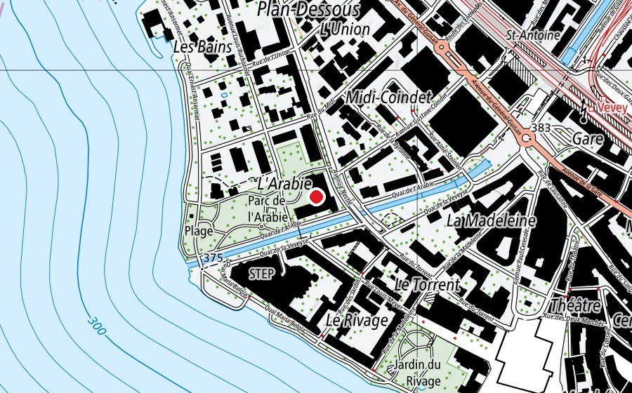 Carte indiquant l’emplacement de Centre d'enseignement professionnel de Vevey (École)