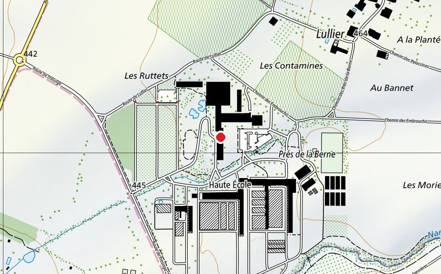 Carte indiquant l’emplacement de Centre de Formation Professionnelle Nature et Environnement de Lullier (École)