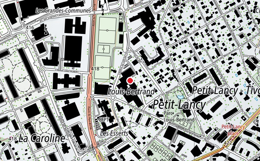 Map showing the location of Centre de Formation Professionnelle Technique - site de Bertrand (School)