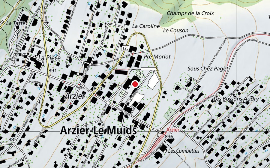 Map showing the location of Centre scolaire Pré-Morlot (School)