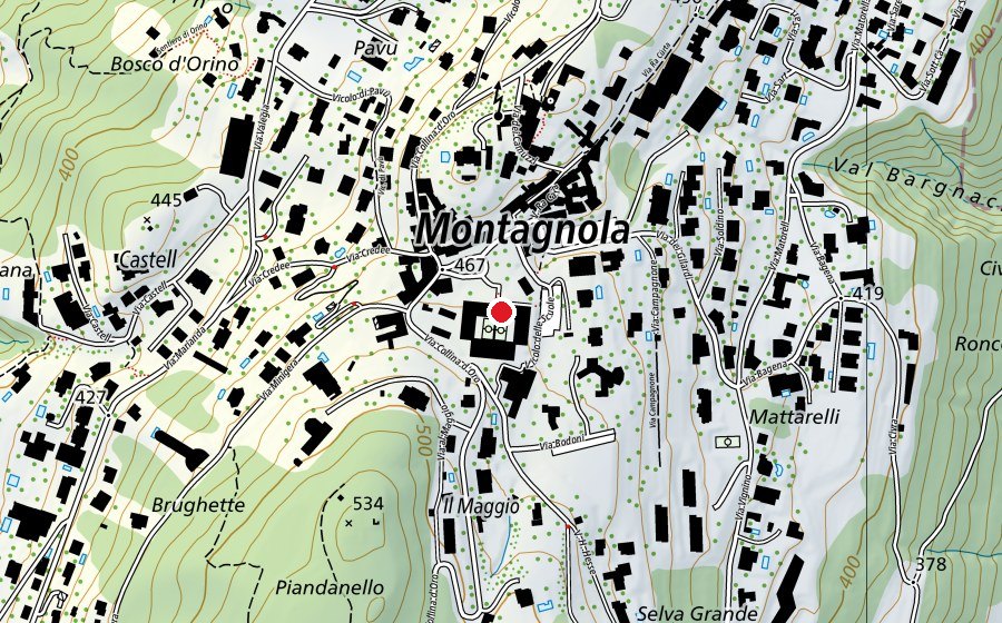 Map showing the location of Centro scolastico di Collina d'Oro (School)