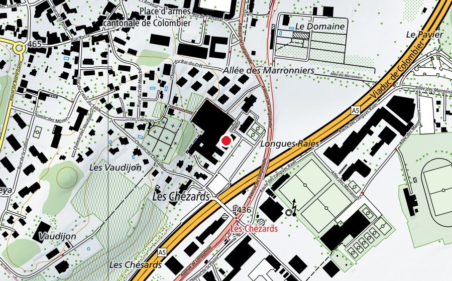 Karte mit dem Standort von Cescole - Cercle scolaire de Colombier et environs (Schule)