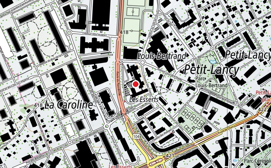Karte mit dem Standort von CFPT - École d'Electronique et d'Horlogerie (Schule)