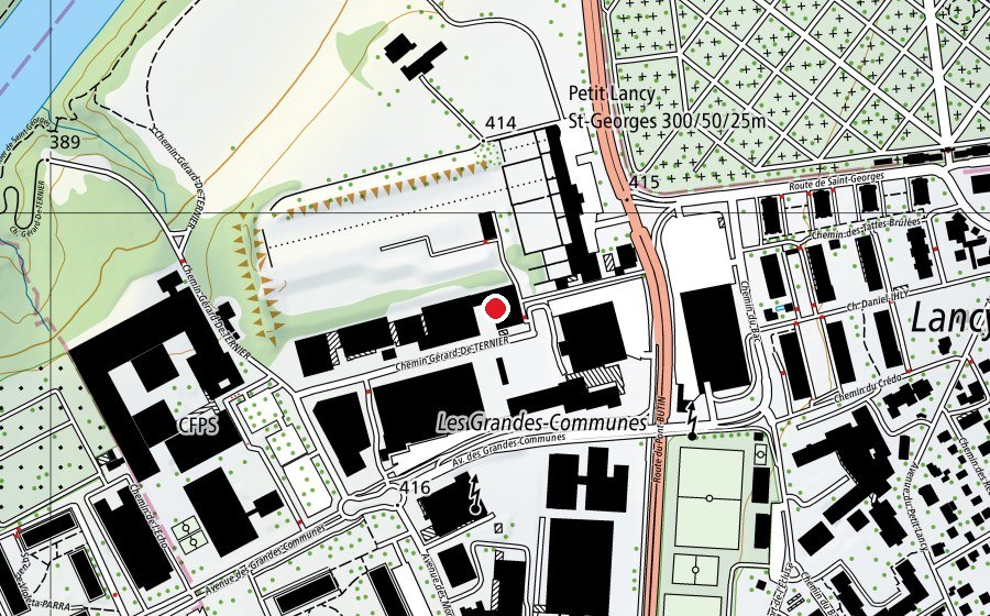 Map showing the location of CFPT - École d'Informatique (School)