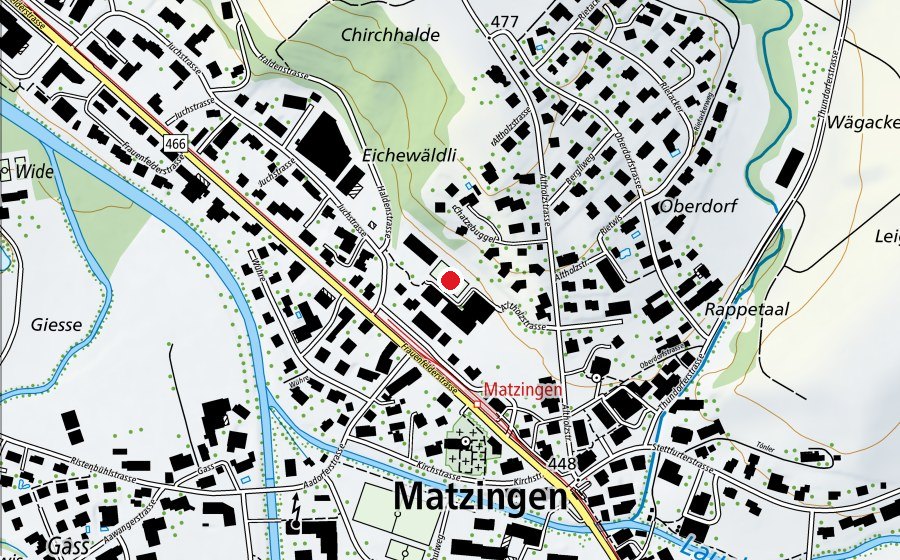Karte mit dem Standort von Chatzebuggel (Schule)