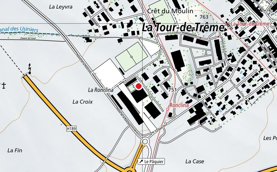 Carte indiquant l’emplacement de CO de la Gruyère (École)