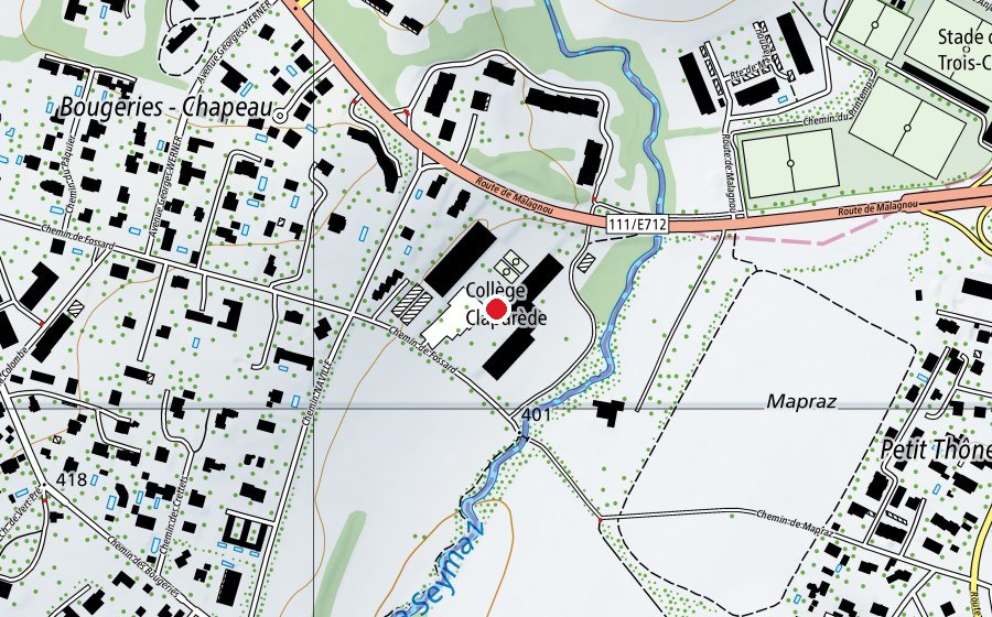 Carte indiquant l’emplacement de Collège Claparède (École)