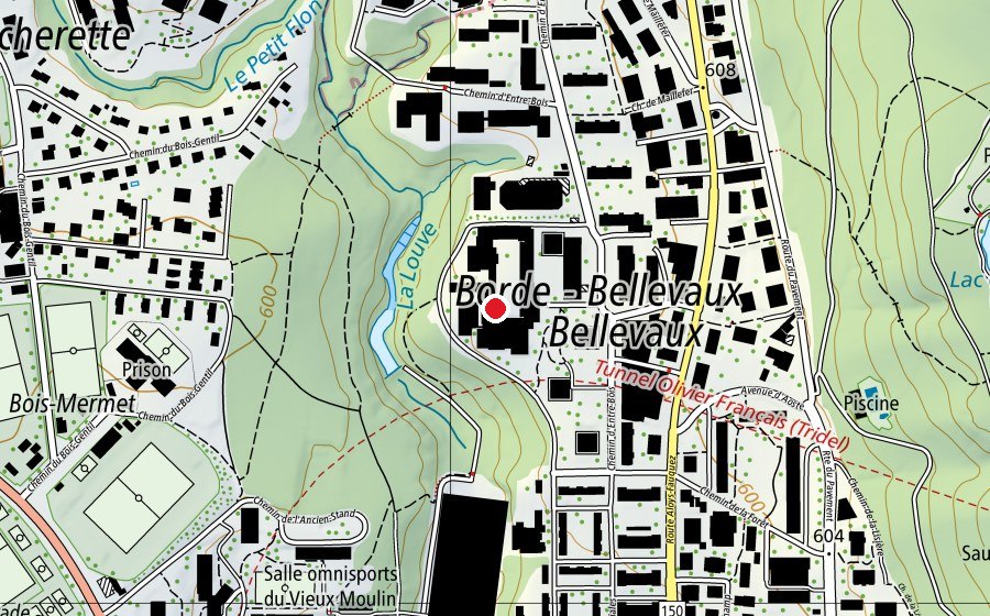 Map showing the location of Collège d'Entre-Bois (School)
