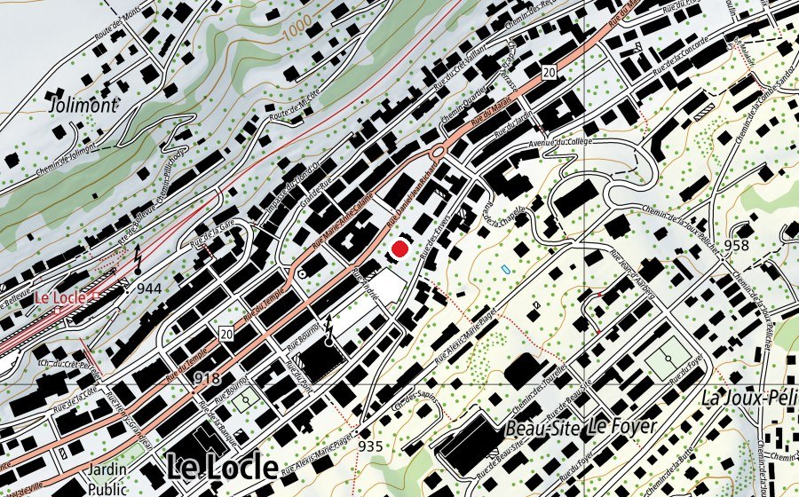 Mappa con la posizione di Collège Daniel-JeanRichard (Scuola)