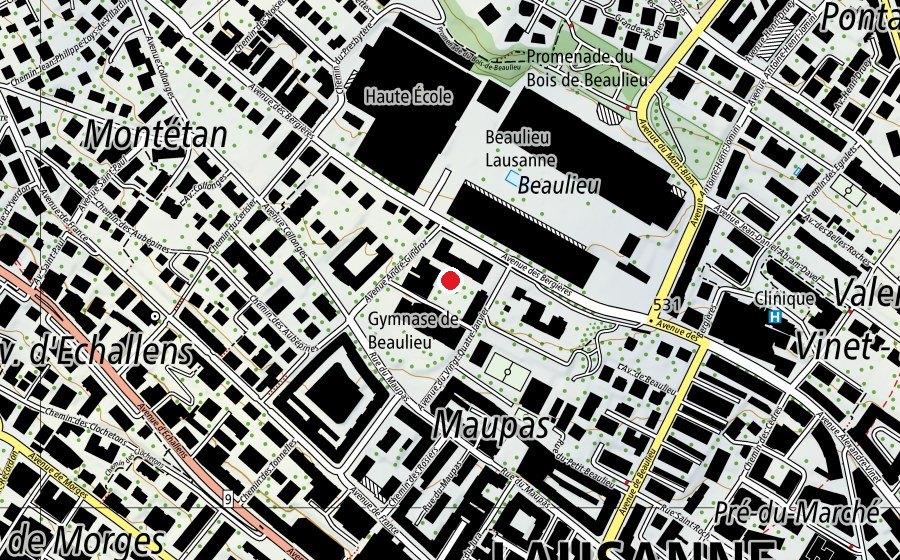 Carte indiquant l’emplacement de Collège de Beaulieu (École)