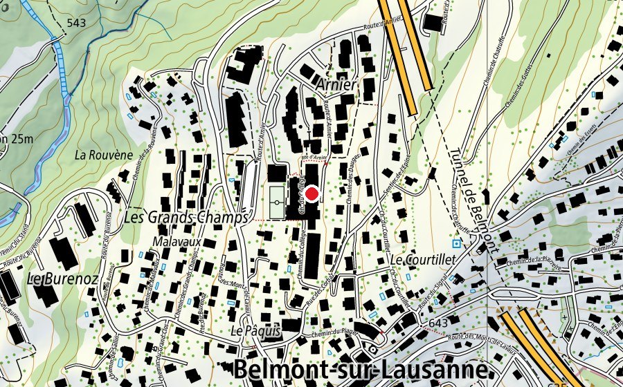 Carte indiquant l’emplacement de Collège de Belmont (École)