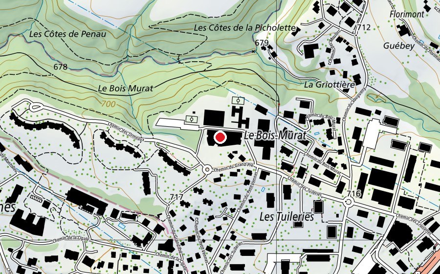 Carte indiquant l’emplacement de Collège de Bois-Murat (École)