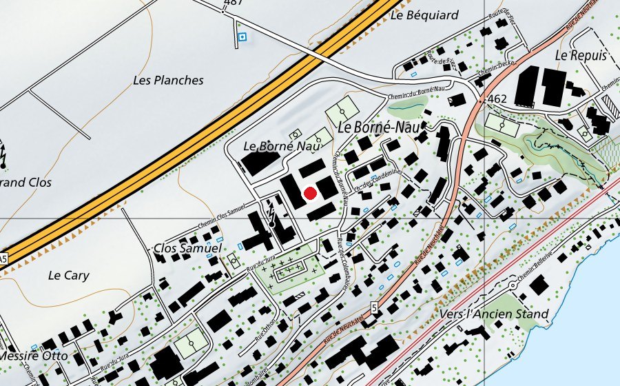Carte indiquant l’emplacement de Collège de Borné-Nau (École)
