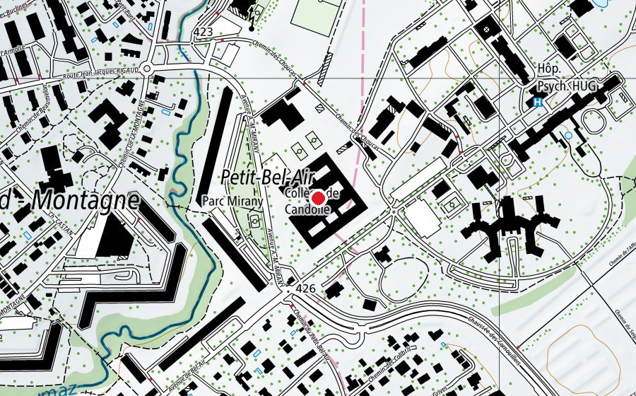 Map showing the location of Collège de Candolle (School)