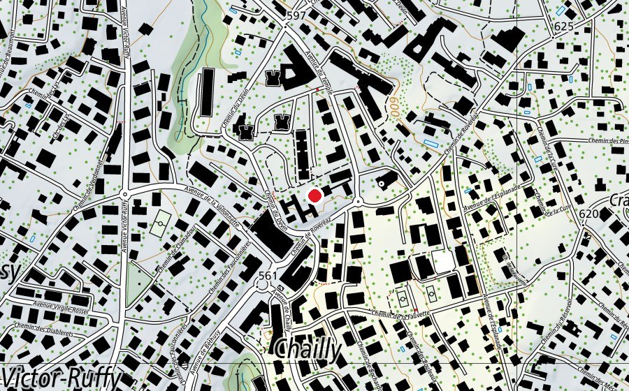 Karte mit dem Standort von Collège de Chailly (Schule)