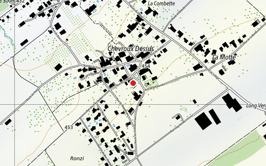 Karte mit dem Standort von Collège de Chevroux (Schule)