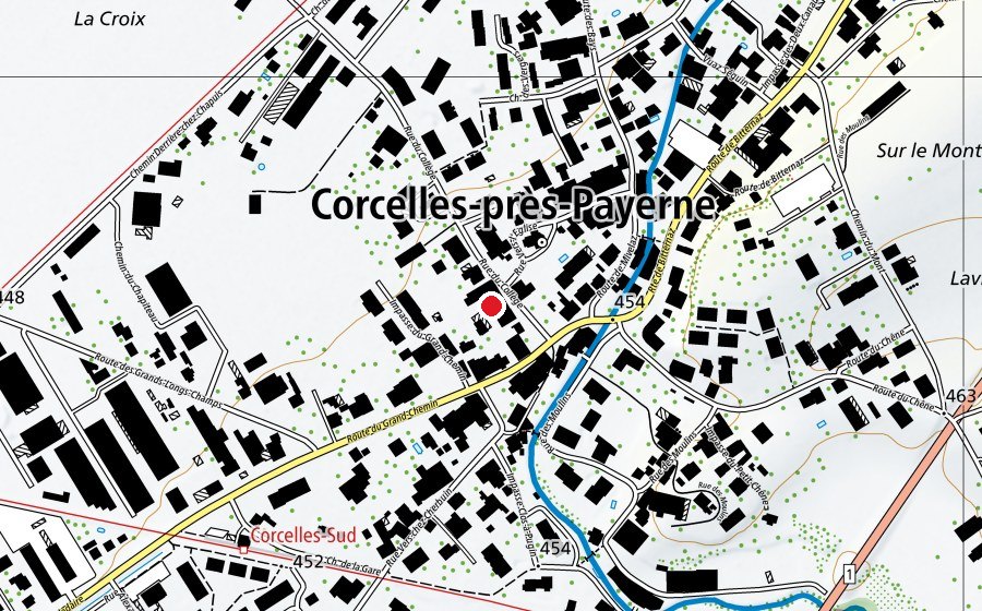 Map showing the location of Collège de Corcelles (School)