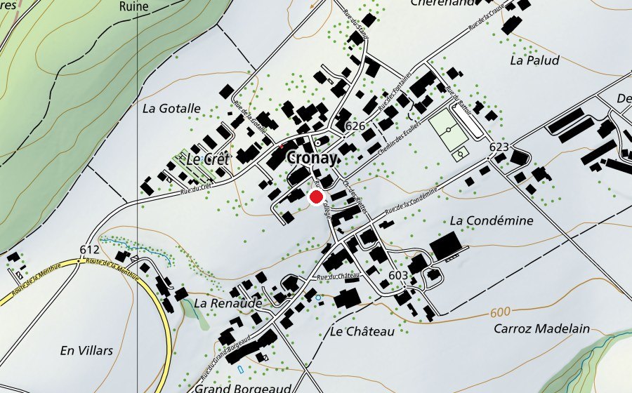 Carte indiquant l’emplacement de Collège de Cronay (École)