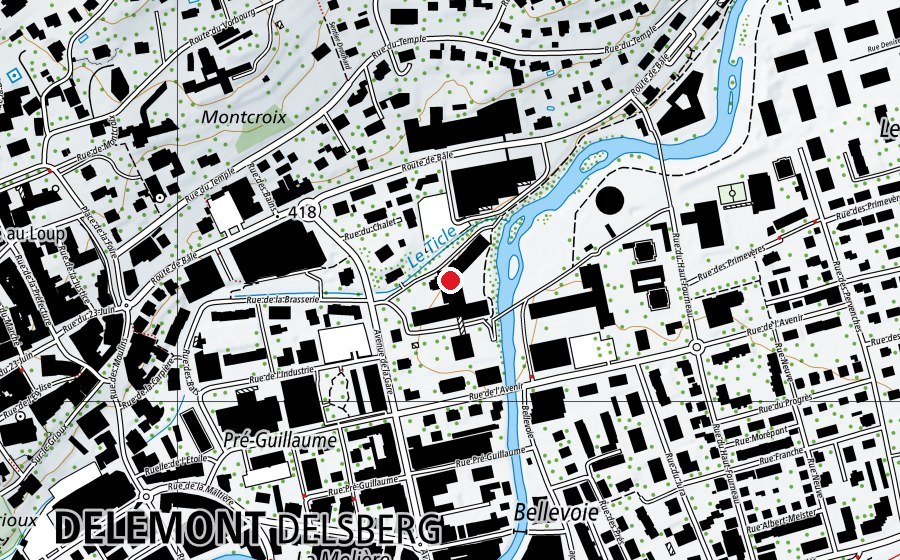 Map showing the location of Collège de Delémont (School)