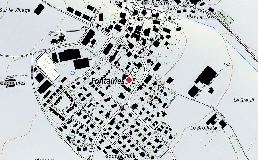 Karte mit dem Standort von Collège de Fontaines (Schule)